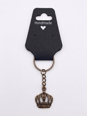 Artisan Bronze Crown Charm Keychain
